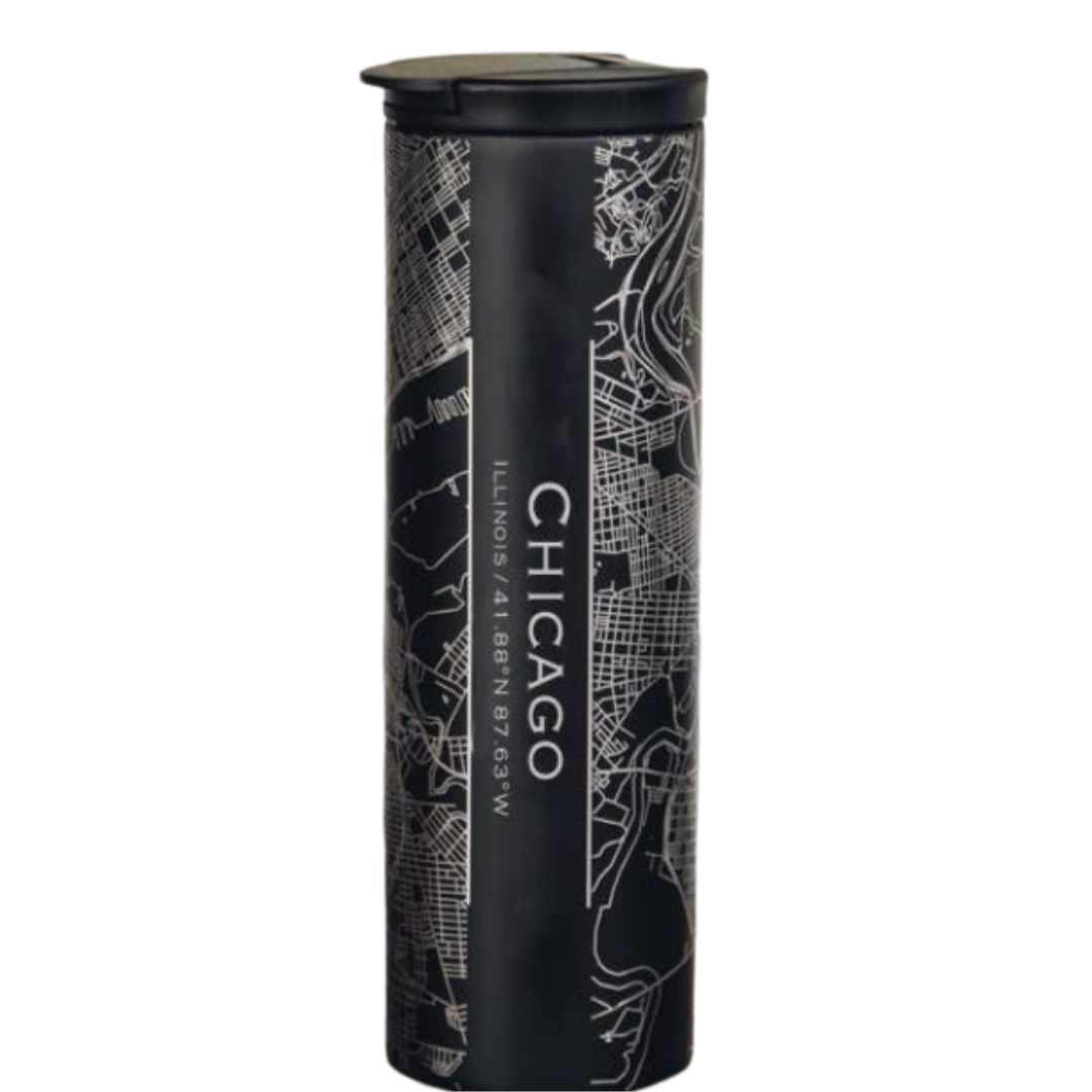 Momentum Chicago IL  Black Map Tumbler in Matte Black