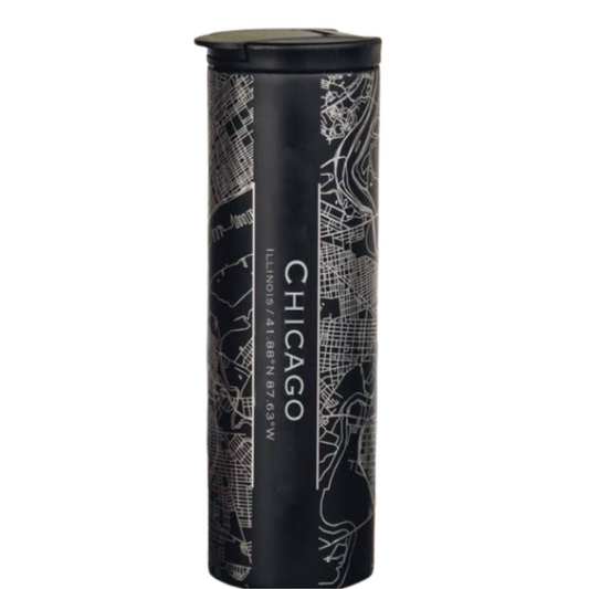 Momentum Chicago IL  Black Map Tumbler in Matte Black
