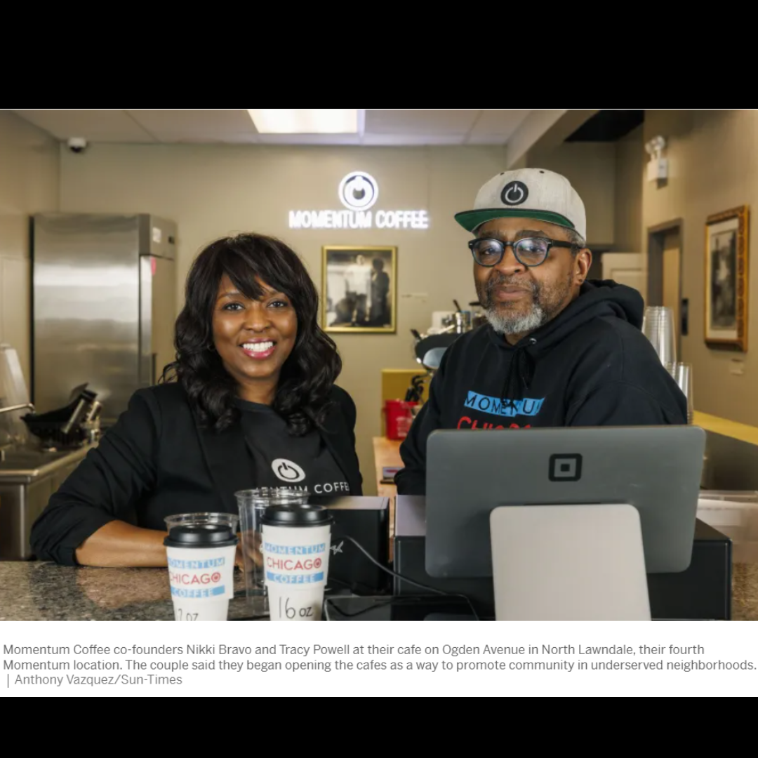 Nikki Bravo and Tracy Powell at Momentum Coffee - North Lawndale