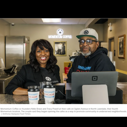 Nikki Bravo and Tracy Powell at Momentum Coffee - North Lawndale