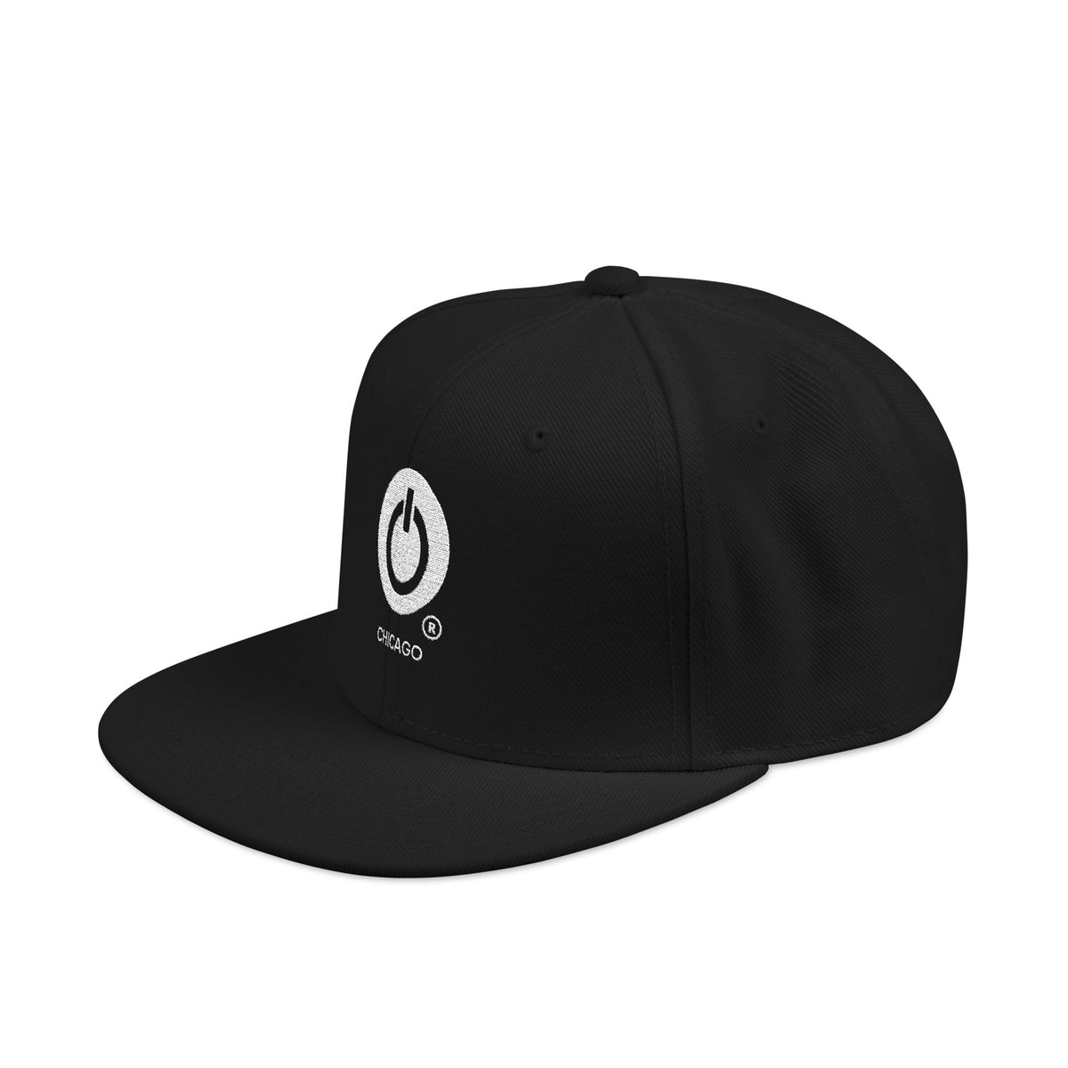 Embroidered Flame Logo Snapback Hat — Classic Black & Gray Streetwear Cap